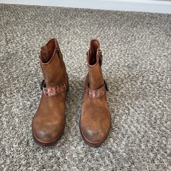 Vintage Foundry Co Miriam Boots Mid Top Studded Buckle Suede Brown 7.5 New READ - Picture 3 of 9